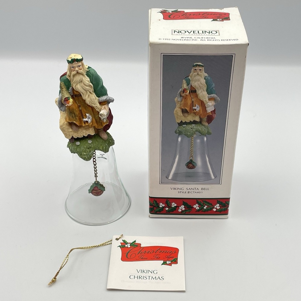 NIB Novelino Christmas Through The Ages Viking Santa Bell‎ Vintage 1992 #CTA401